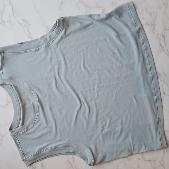 lululemon athletica Tops - Lululemon Gray/Aqua Cropped Boxy Muscle Tank No Size M?
